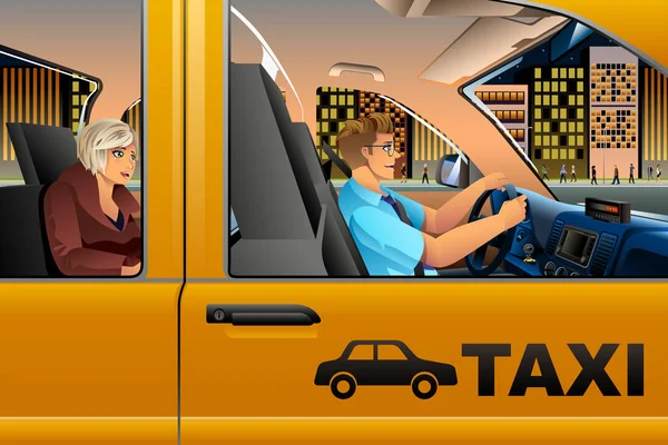 Taxi driver Guidare un passeggero — Vettoriale Stock