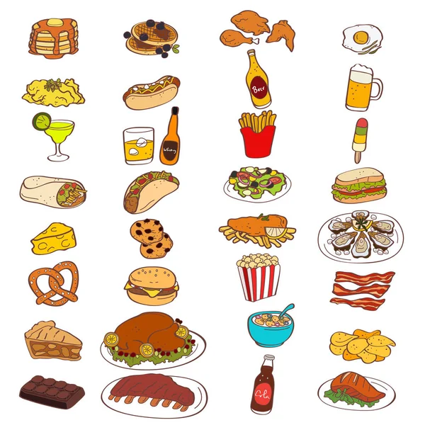 Iconos de alimentos y bebidas — Archivo Imágenes Vectoriales
