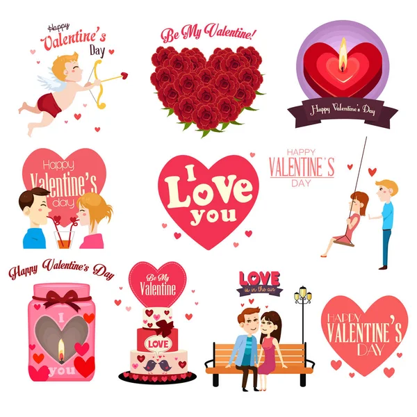 День Святого Валентина Кліпарт Набір піктограм — стоковий вектор