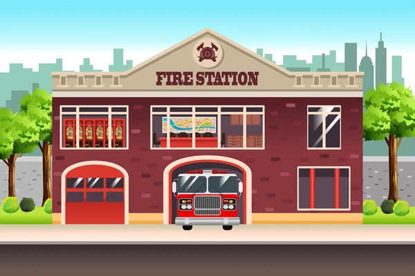 Edificio stazione dei pompieri — Vettoriale Stock