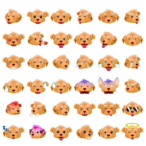 Golden Retrievers Dog Expressão Emoji Emoticon — Vetor de Stock