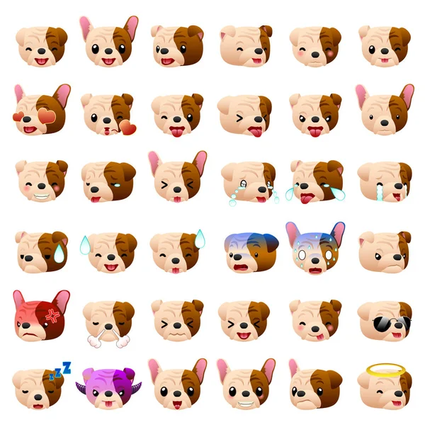Bulldog Dog Emoji Emoticon Expresión — Archivo Imágenes Vectoriales
