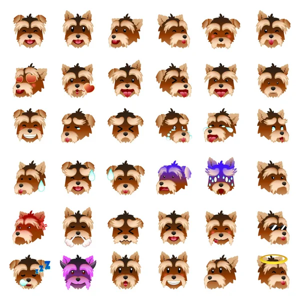 Yorkshire Terriers Dog Emoji Emoticon การแสดงออก — ภาพเวกเตอร์สต็อก