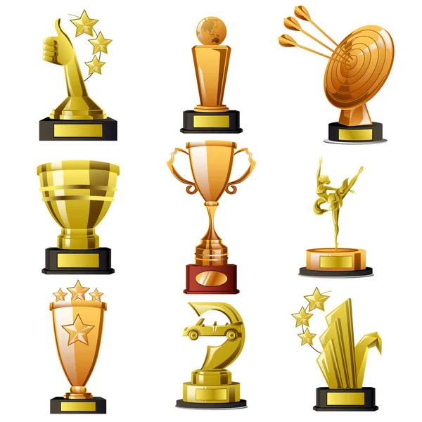 Diseños de trofeos ganadores de oro — Vector de stock