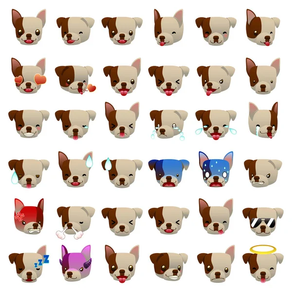 Pitbulls Perro Emoji Emoticon Expresión — Vector de stock