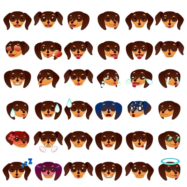 Expressão do Emoticon do cão de Dachshund Emoji —  Vetores de Stock