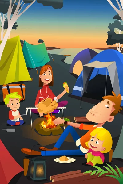 Family Camping Outdoor Stock Illustration