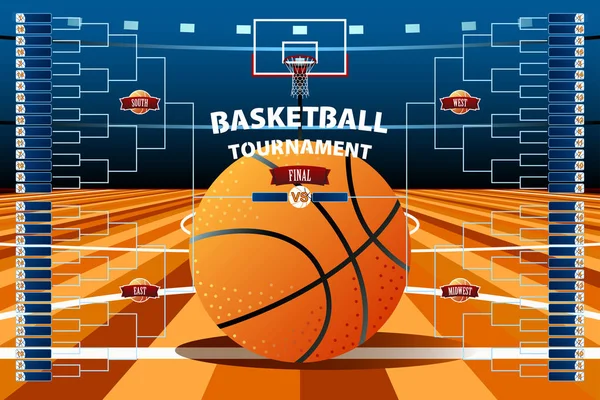 Basketball Tournament Bracket Template — Stock Vector