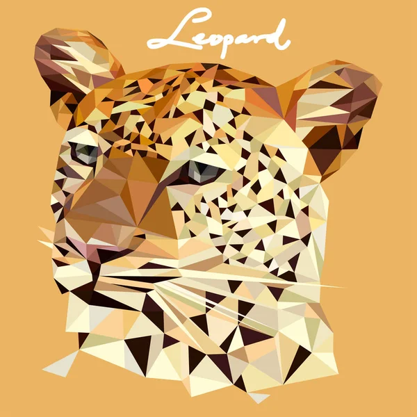 Ilustración de leopardo en estilo mosaico — Vector de stock