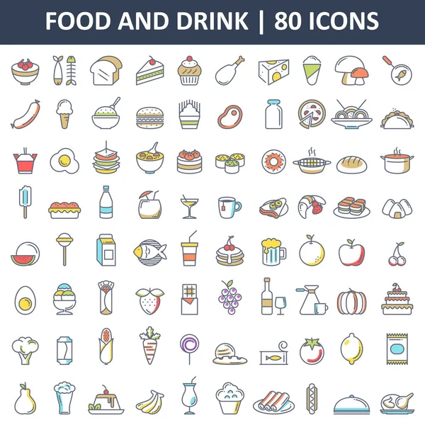 Food and Drink Flat Icons — Stock Vector