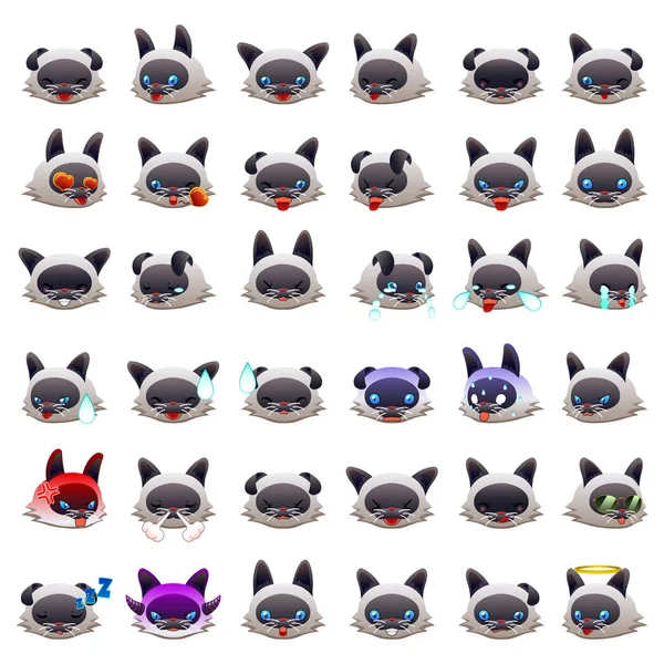 Έκφραση Emoji Emoticon σιαμέζα γάτα — Διανυσματικό Αρχείο
