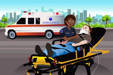Female Paramedic Examining a Patient clipart