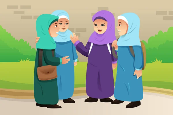 Muslimska barn prata tillsammans — Stock vektor
