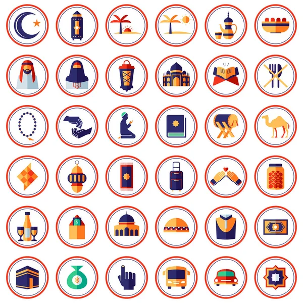Icônes thématiques musulmanes et islamiques — Image vectorielle