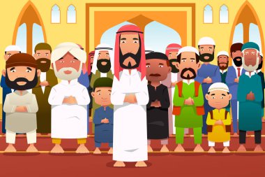 Muslims Praying in a Mosque clipart