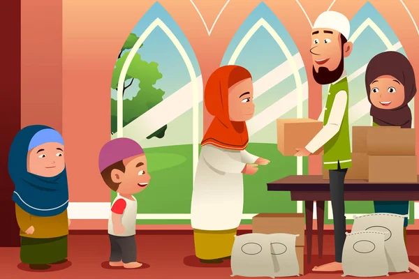 Muzułmanie udzielania darowizn na rzecz biednych ludzi — Wektor stockowy