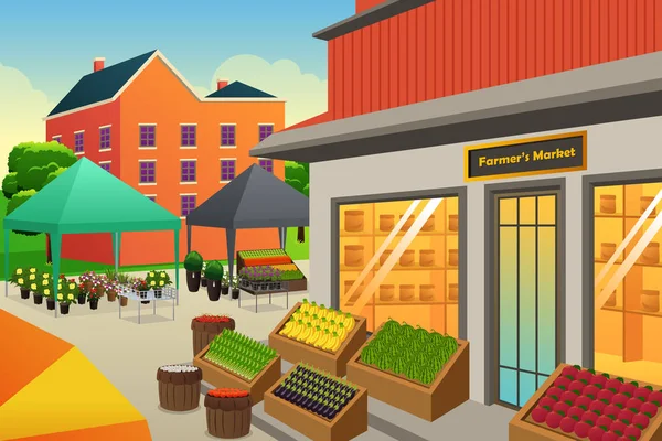 Farmers Market Background Illustration — Stock Vector