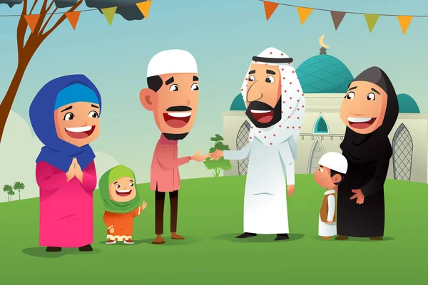 Muslime feiern eid al fitr — Stockvektor