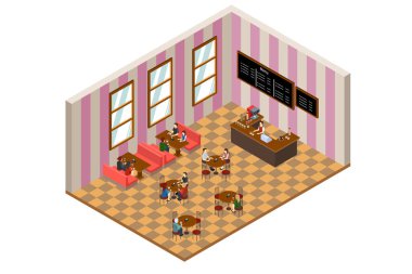 Bir kafe ya da Restoran izometrik tasarım