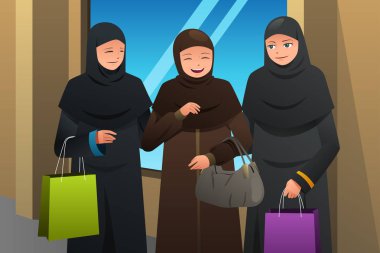 Muslim Women Going Shopping at the Mall clipart