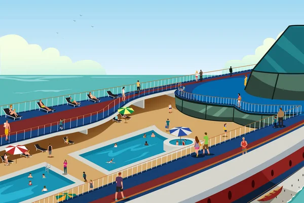 Gente de vacaciones en crucero — Vector de stock