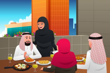 Muslim Family Eating at Home clipart