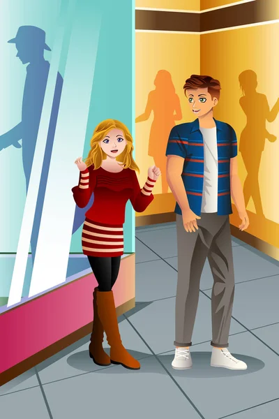 Young Couple in a Mall — Stock Vector