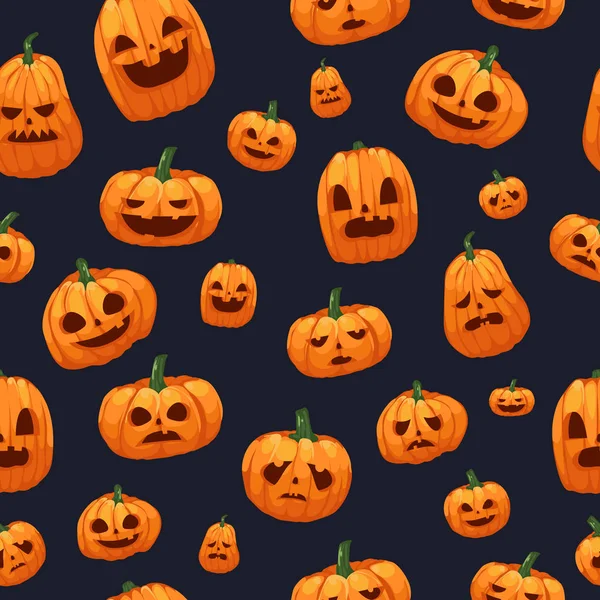 Pumpkins Jack O Lantern Seamless Wallpaper — Stock Vector