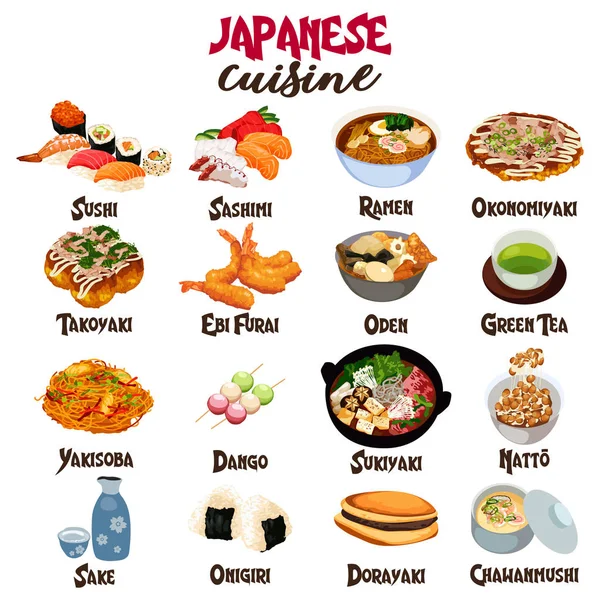Japansk mat rätter — Stock vektor