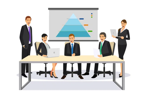 Business People in a Meeting Illustration — Stock Vector