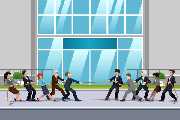 Business People in Tug of War Illustration — Stock Vector