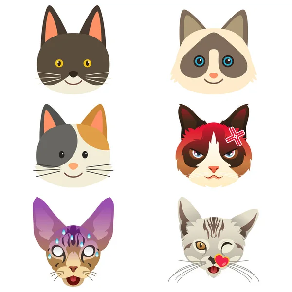 Ilustração de expressão de Emoji de gato diferente — Vetor de Stock