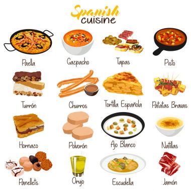 İspanyol yemeği mutfağı illüstrasyon