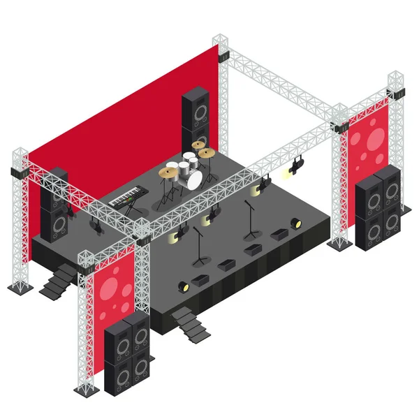 Concertpodium in isometrische afbeelding — Stockvector