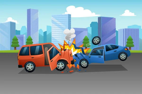 Two Cars in an Accident Illustration Royalty Free Stock Vectors