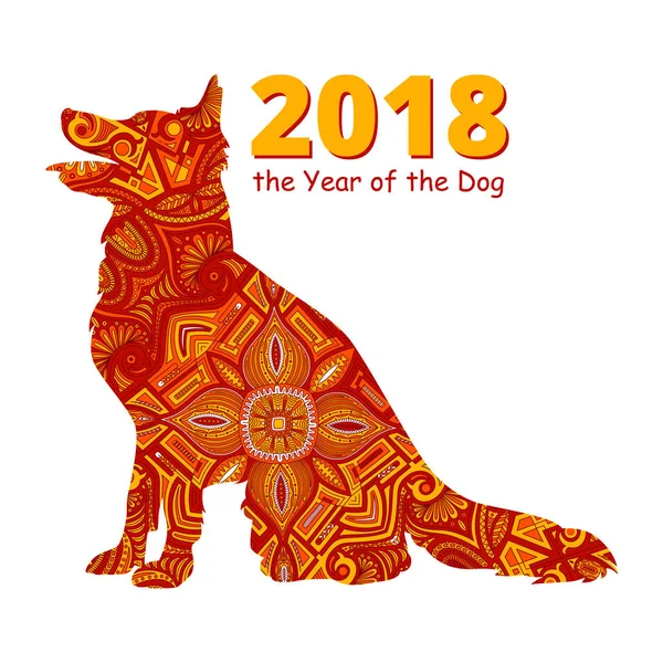 Affiche de carte du Nouvel An chinois pour l'année du chien — Image vectorielle