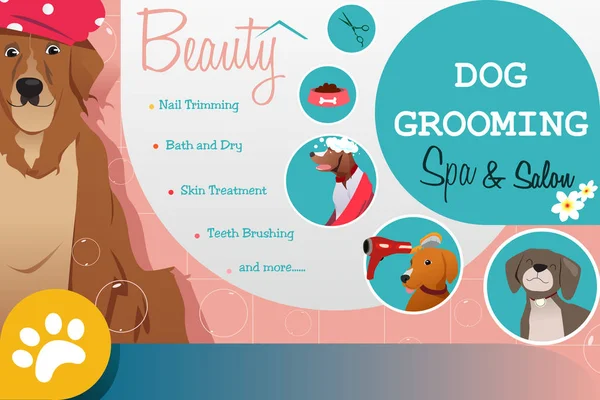 Dog Grooming Salon Poster Ilustração — Vetor de Stock