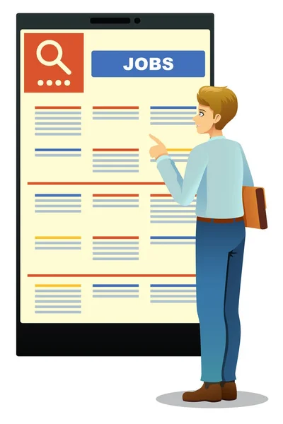 Woman Looking at Job Posting — Stock Vector