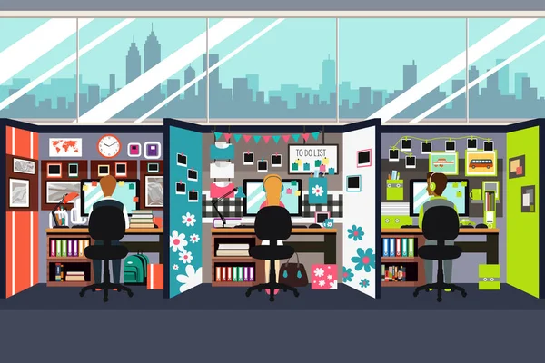 Gens d'affaires travaillant dans des cabines de bureau Illustration — Image vectorielle