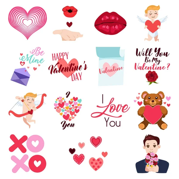 Valentin nap ikonok és csíptet művészet-illusztráció — Stock Vector