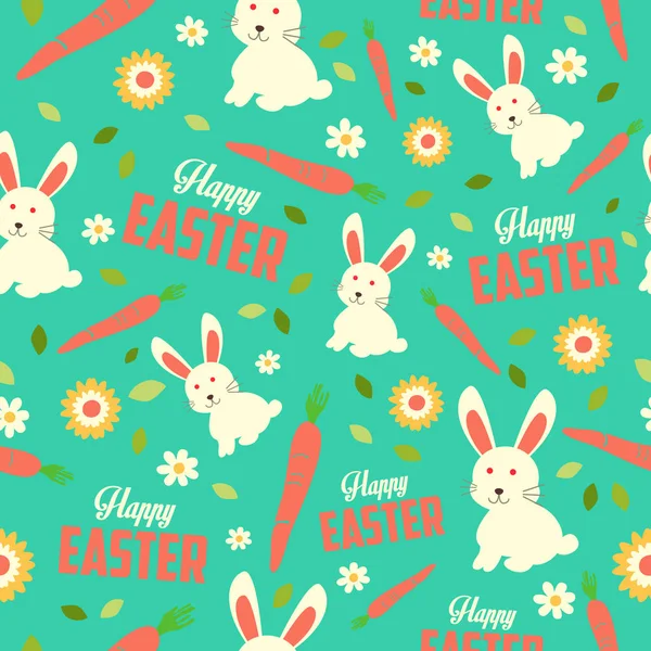 复活节兔子和春天的壁纸无缝模式背景 — 图库矢量图片