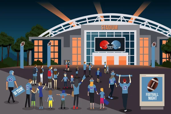 I tifosi di football americano vanno allo stadio Illustrazione — Vettoriale Stock