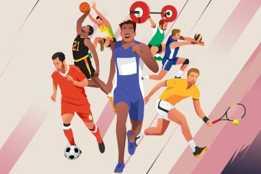 Farklı spor Poster çizimde sporcular