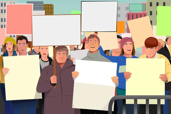 People Holding Pamphlet in Demonstration Illustration - Stok Vektor