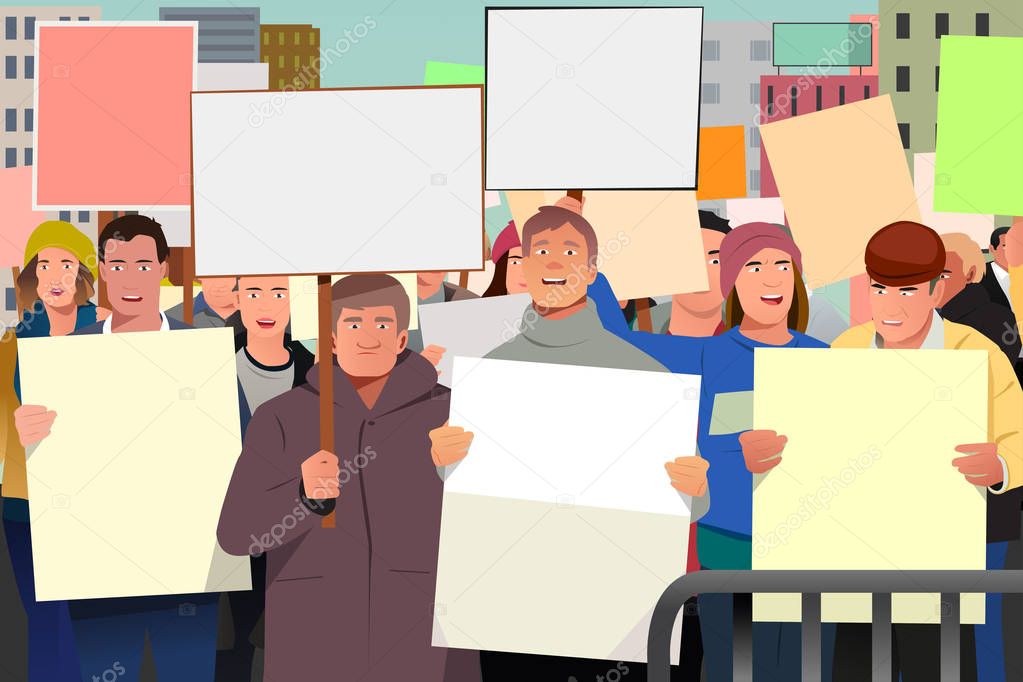 People Holding Pamphlet in Demonstration Illustration