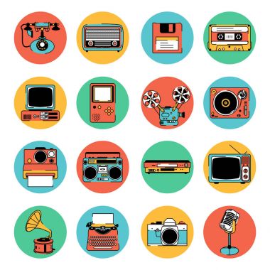 Retro elektronik donanım simgeleri