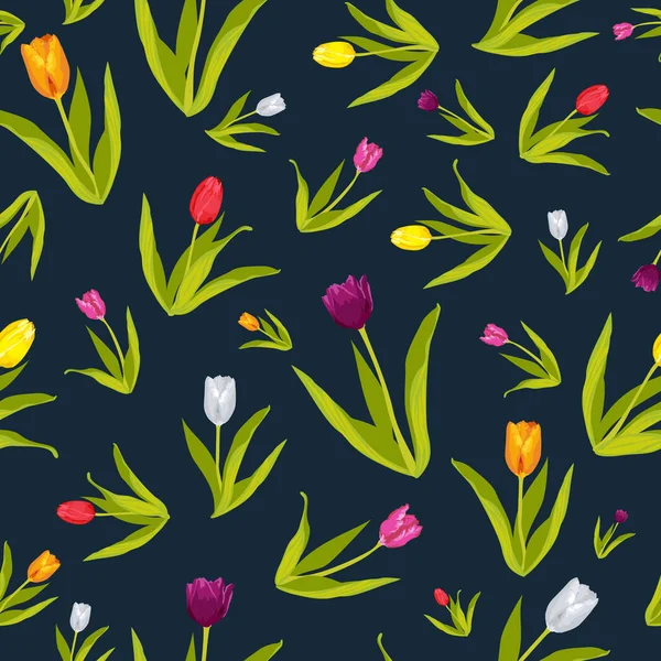 Tulip Flowers Wallpaper Seamless Pattern Background