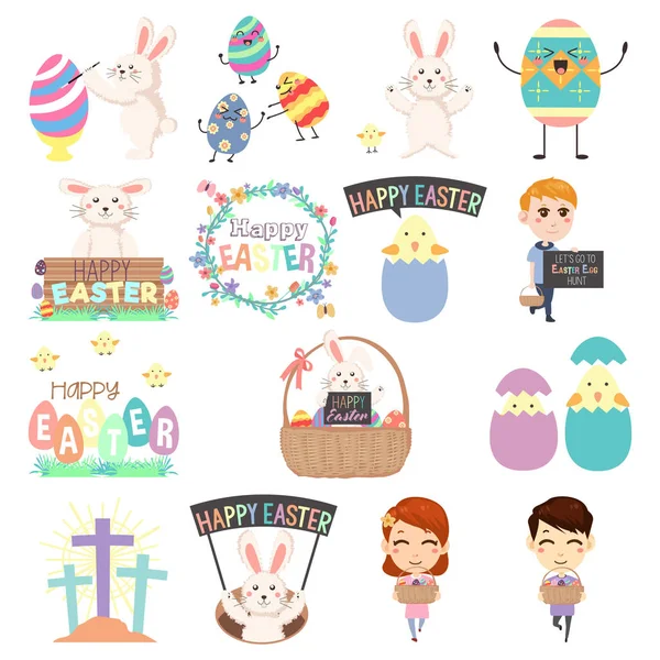 Cute Easter Clip Arts Illustration — Stock Vector