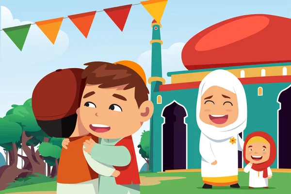 Muslime feiern eid al fitr — Stockvektor