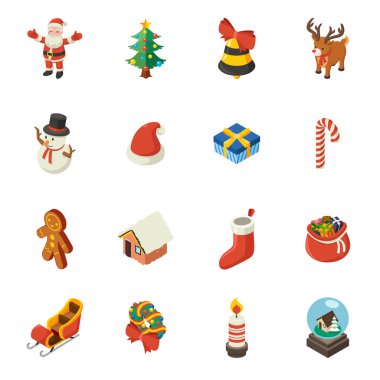 Noel Isometric Elementleri İllüstrasyonu